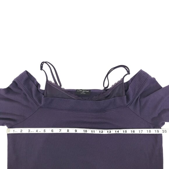 Lane Bryant Cold Shoulder Twofer Sweater Women's Plus Size 14/16 Purple Layered - Picture 6 of 10